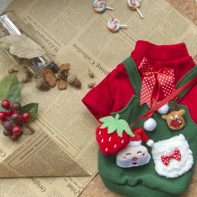 犬服 聖夜の贈り物刺繍入り冬の祝祭犬用衣装