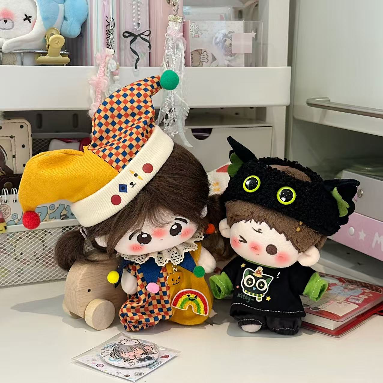 【10cm】ぬいぐるみ服　サーカス団衣装　ピエロ・黒猫