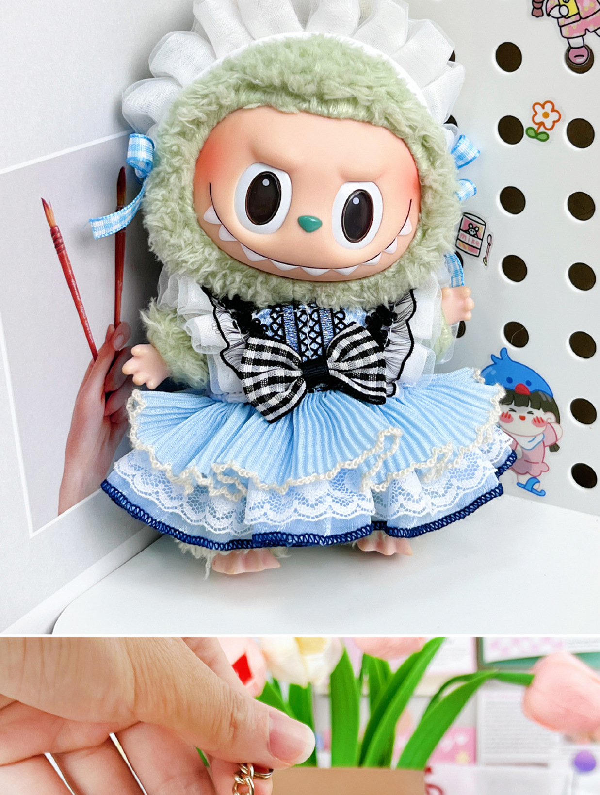 【10cm】ぬいぐるみ服 水色メイド風アイドル衣装