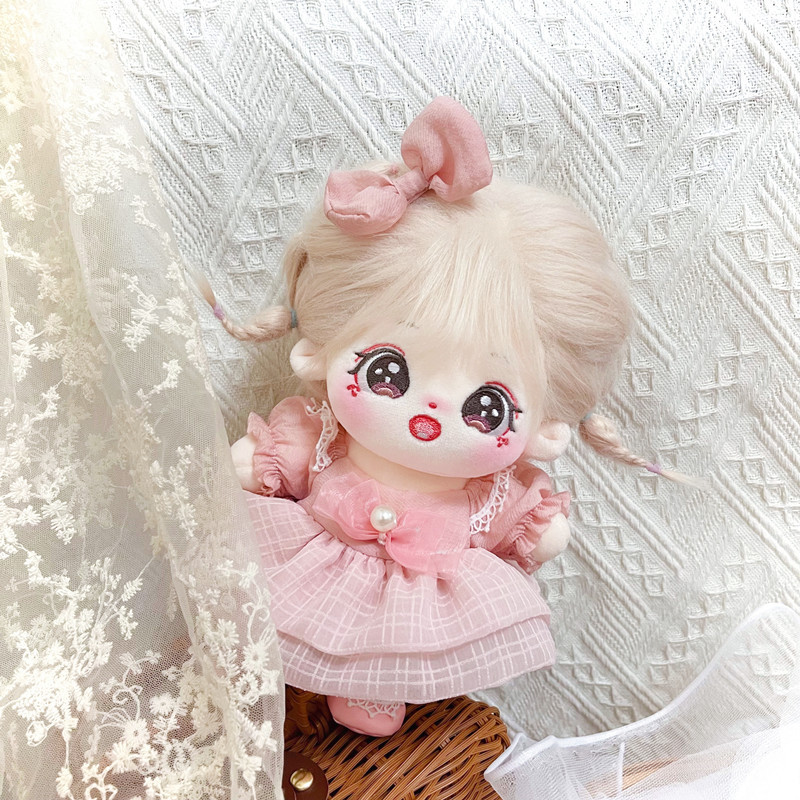 【20cm】ぬいぐるみ服 　ふんわりマシュマロピンクワンピース