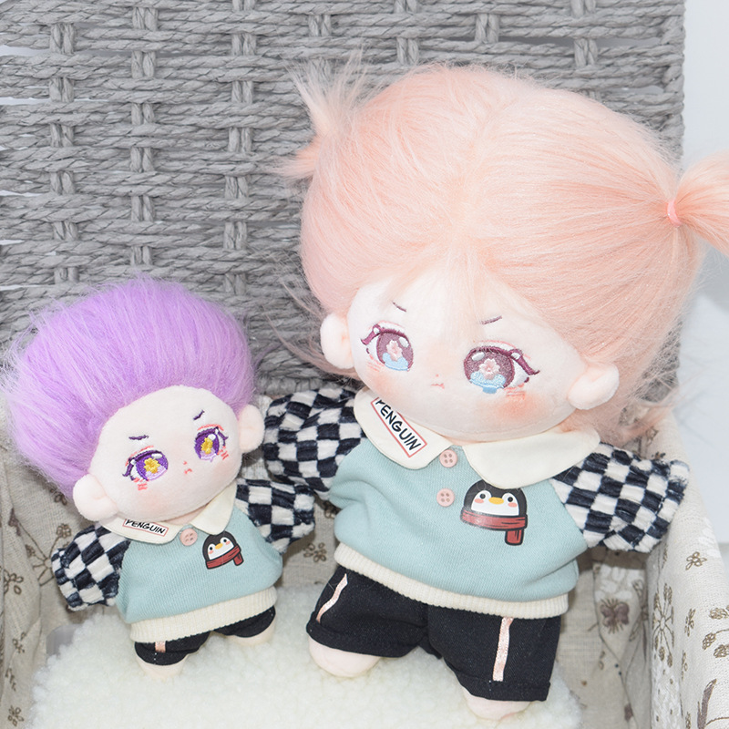 【10cm/20cm】ぬいぐるみ服 チェック袖スポーティー服