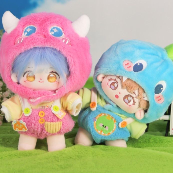 【20cm】ぬいぐるみ服　もこもこ怪獣着ぐるみサロペット