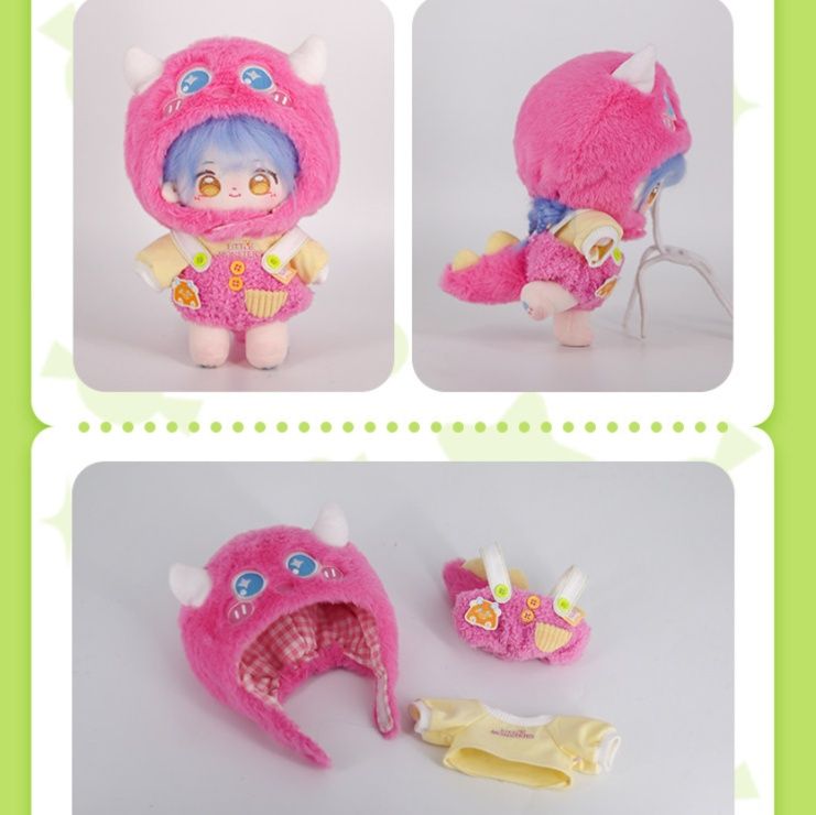 【20cm】ぬいぐるみ服　もこもこ怪獣着ぐるみサロペット