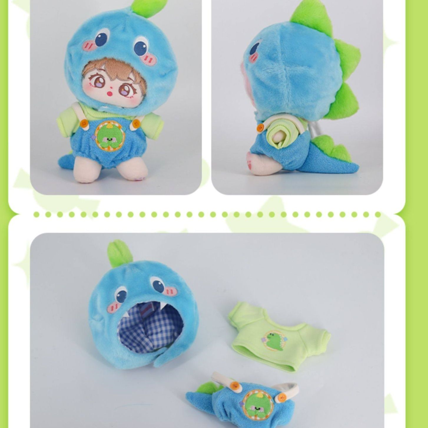 【20cm】ぬいぐるみ服　もこもこ怪獣着ぐるみサロペット