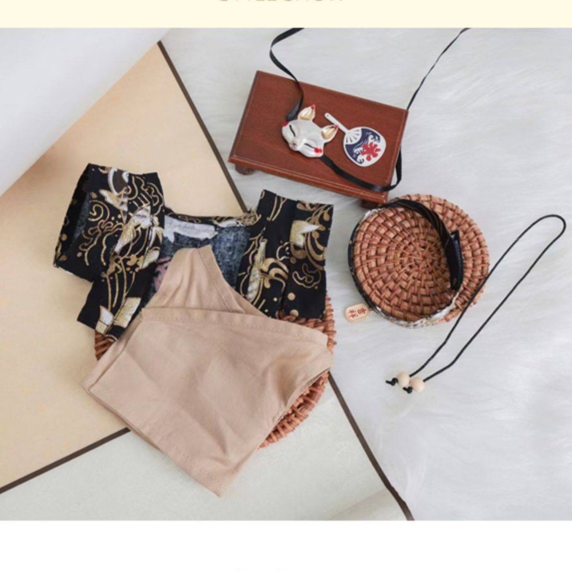 【20cm】ぬいぐるみ服 和風狐面付き甚平セット