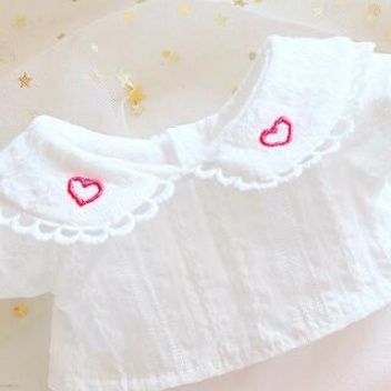 ぬいぐるみ服 苺柄吊りスカート付き丸襟ブラウス二点セット