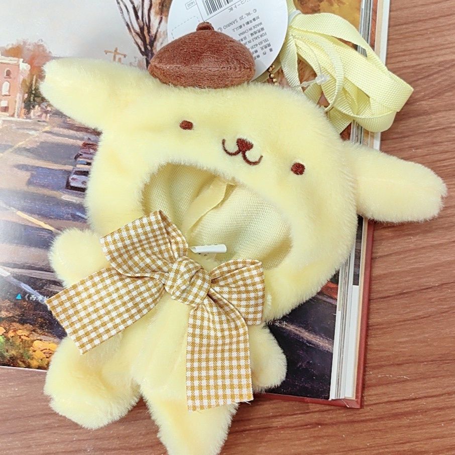 ぬいぐるみ服 ふわふわマフラーと格子柄リボンセット