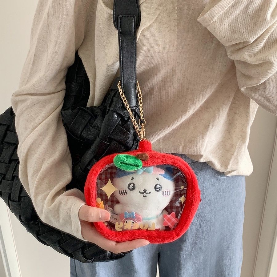 ぬい服 りんご形ふわふわぬいポーチ チェーン付き