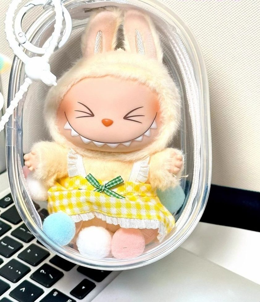 ぬい服 透明まる窓ぬいポーチ キーホルダー付き卵型