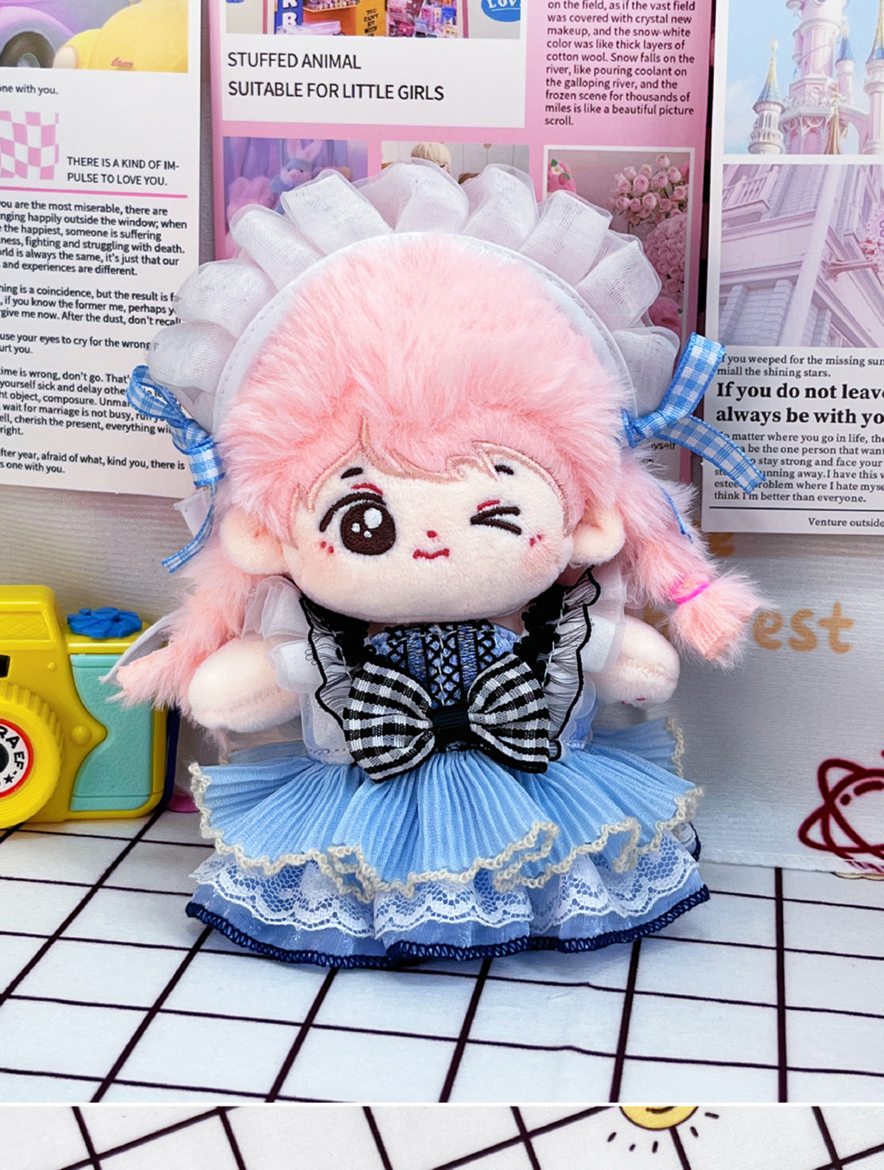 【10cm】ぬいぐるみ服 水色メイド風アイドル衣装