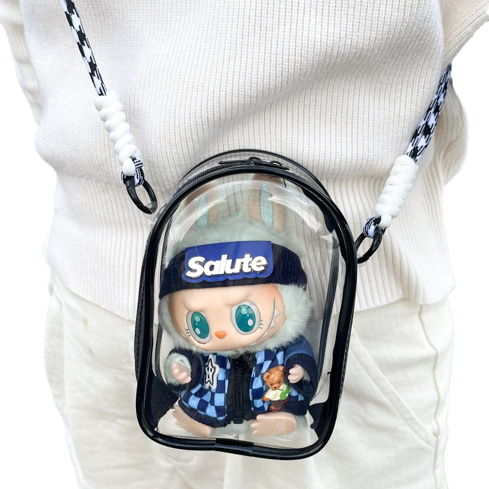 ぬい服を飾れる透明窓付きぬいポーチ斜めがけ