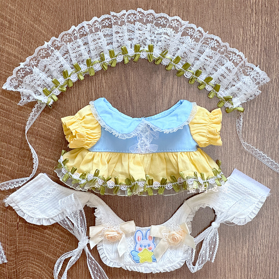 【20cm】ぬいぐるみ服 森のうさぎさんフリルワンピース