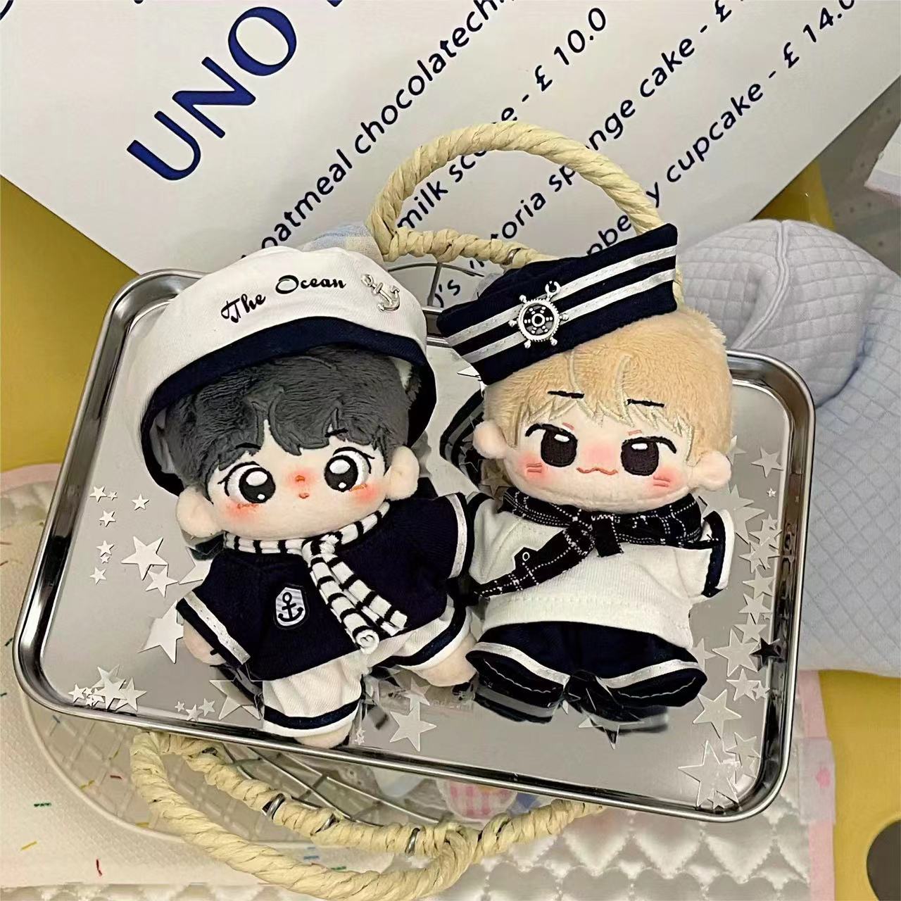 【10cm】ぬいぐるみ服 モノクロマリンセーラー服