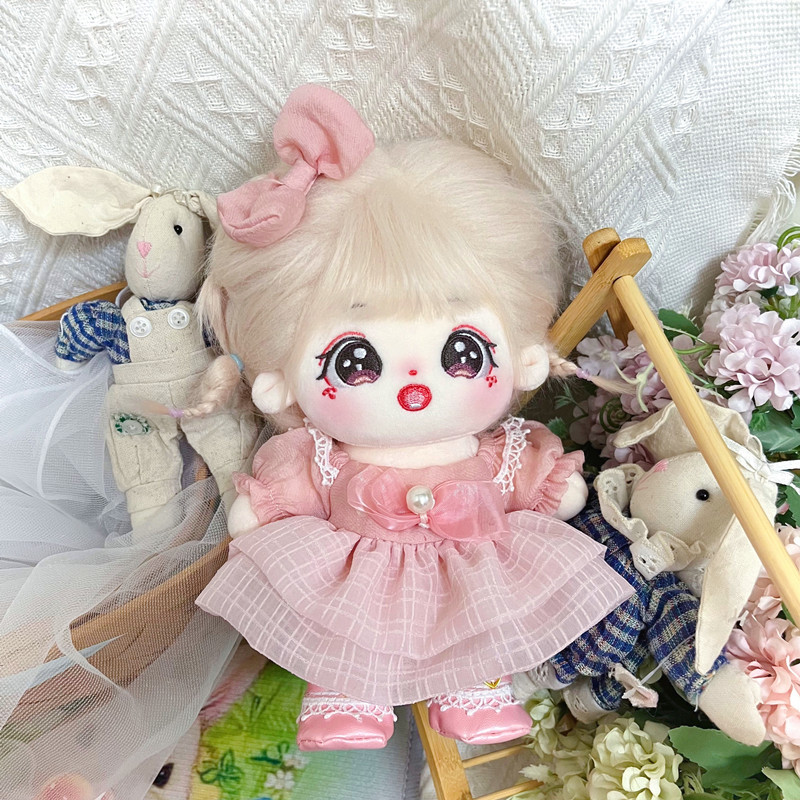【20cm】ぬいぐるみ服 　ふんわりマシュマロピンクワンピース