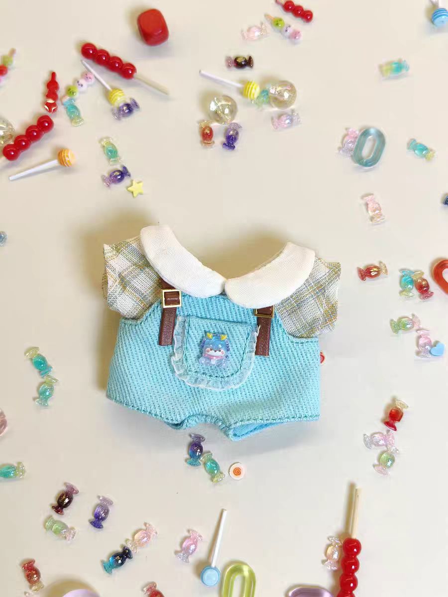 【10cm】ぬいぐるみ服 襟付きサスペンダーキャンディポケット