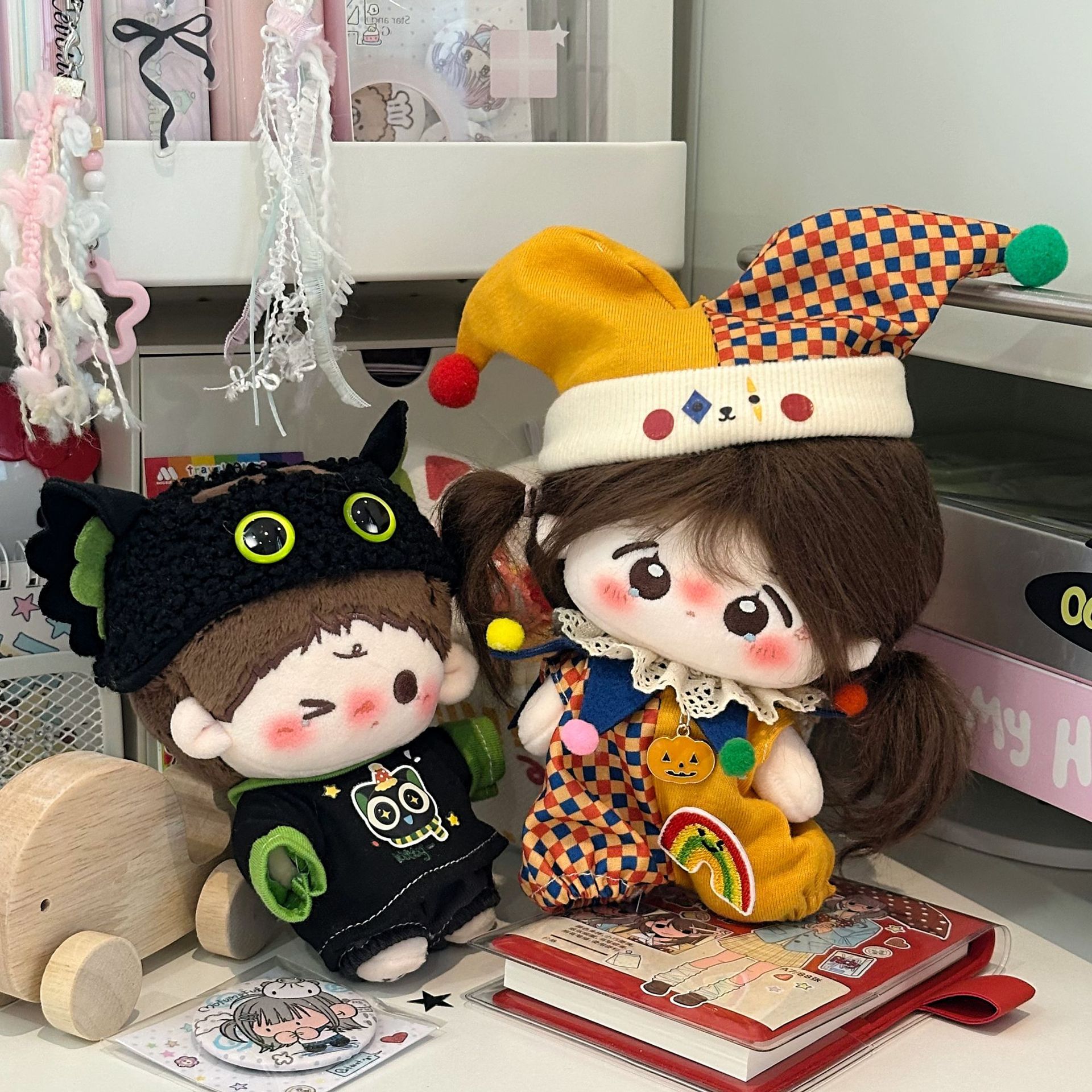 【10cm】ぬいぐるみ服　サーカス団衣装　ピエロ・黒猫