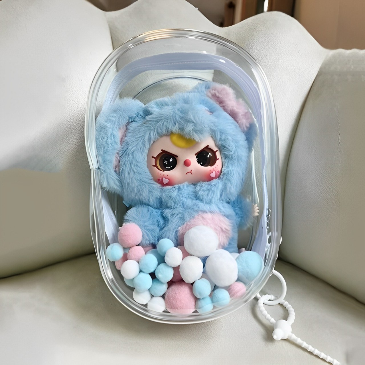 ぬい服 まるごと見せてぬいポーチ ふわもこポンポン付き