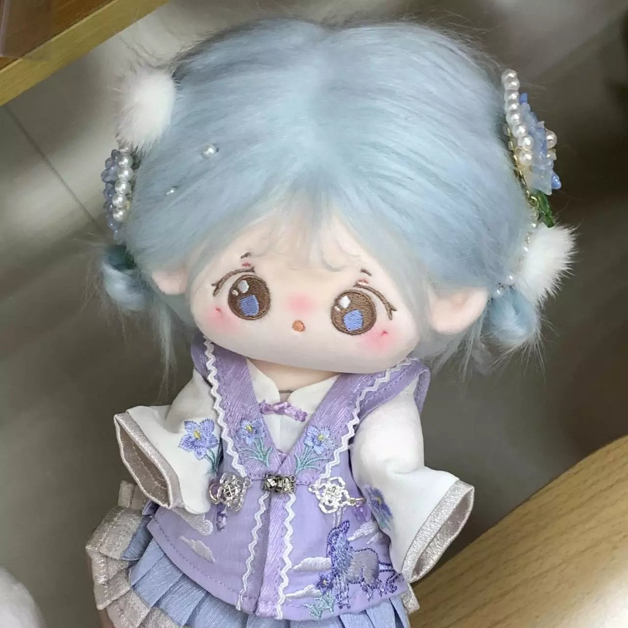 ぬいぐるみ服 花刺繍が華やかな中国風漢服セット20cm