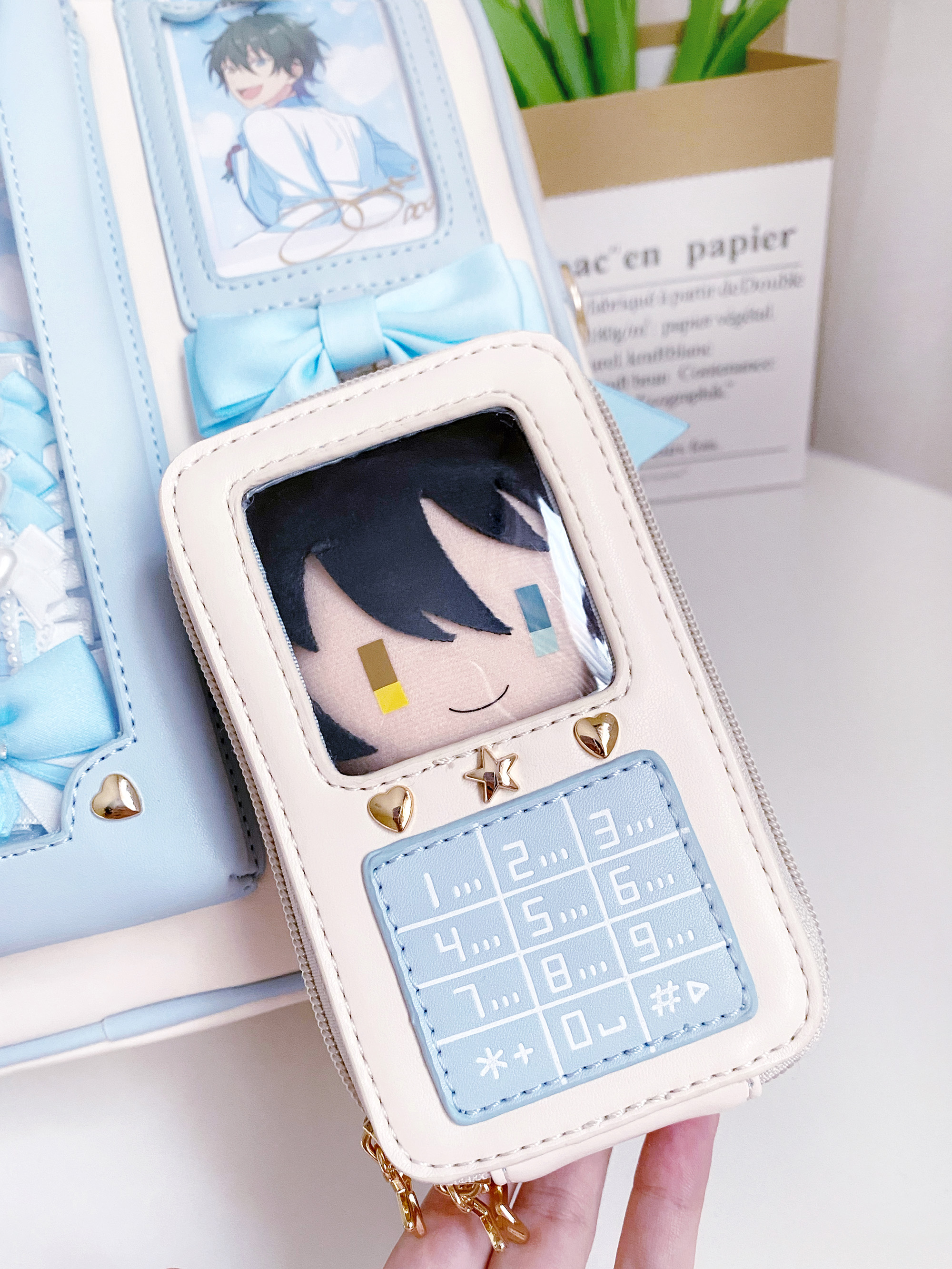 【10cm】ぬいぐるみ服 レトロ携帯電話ポーチ
