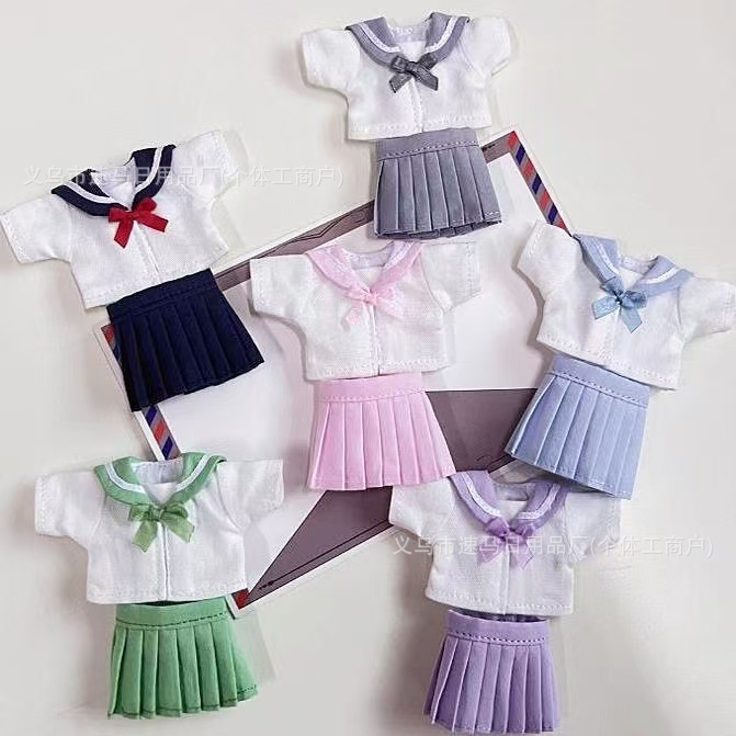 ぬい服セーラーワンピース ボタン飾り付き制服風