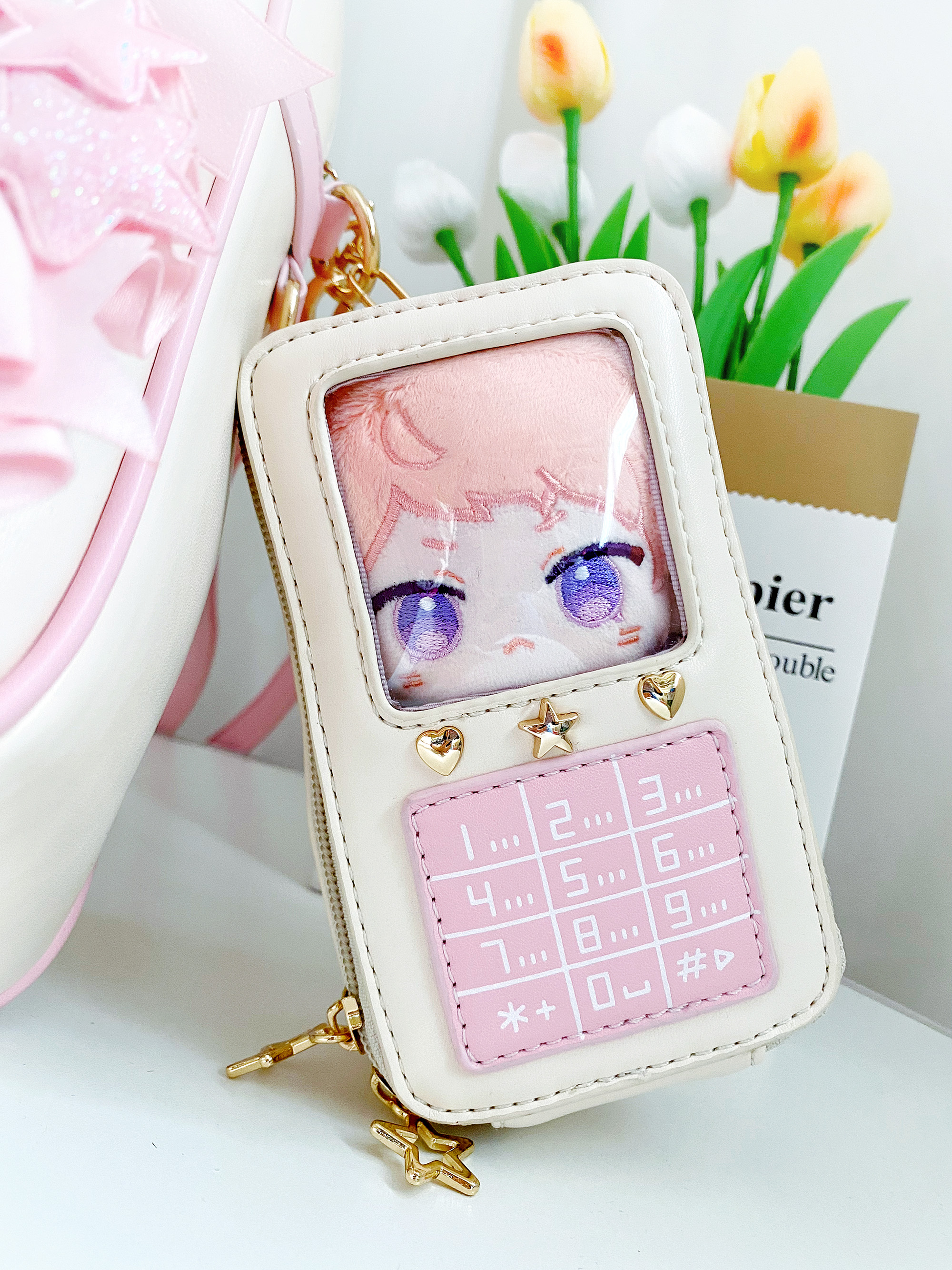 【10cm】ぬいぐるみ服 レトロ携帯電話ポーチ