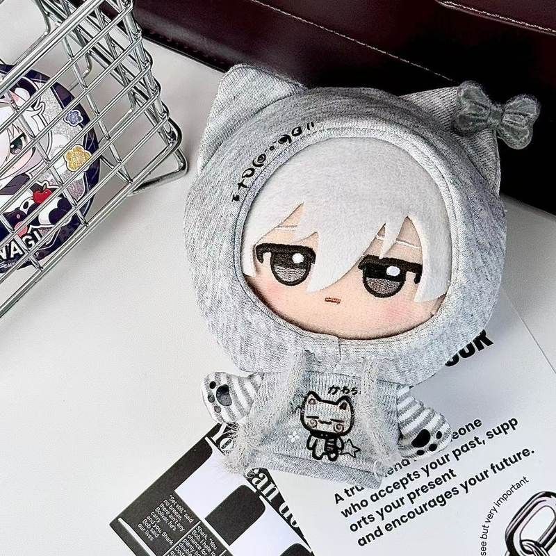 【10cm】ぬいぐるみ服 猫耳グレーパーカー
