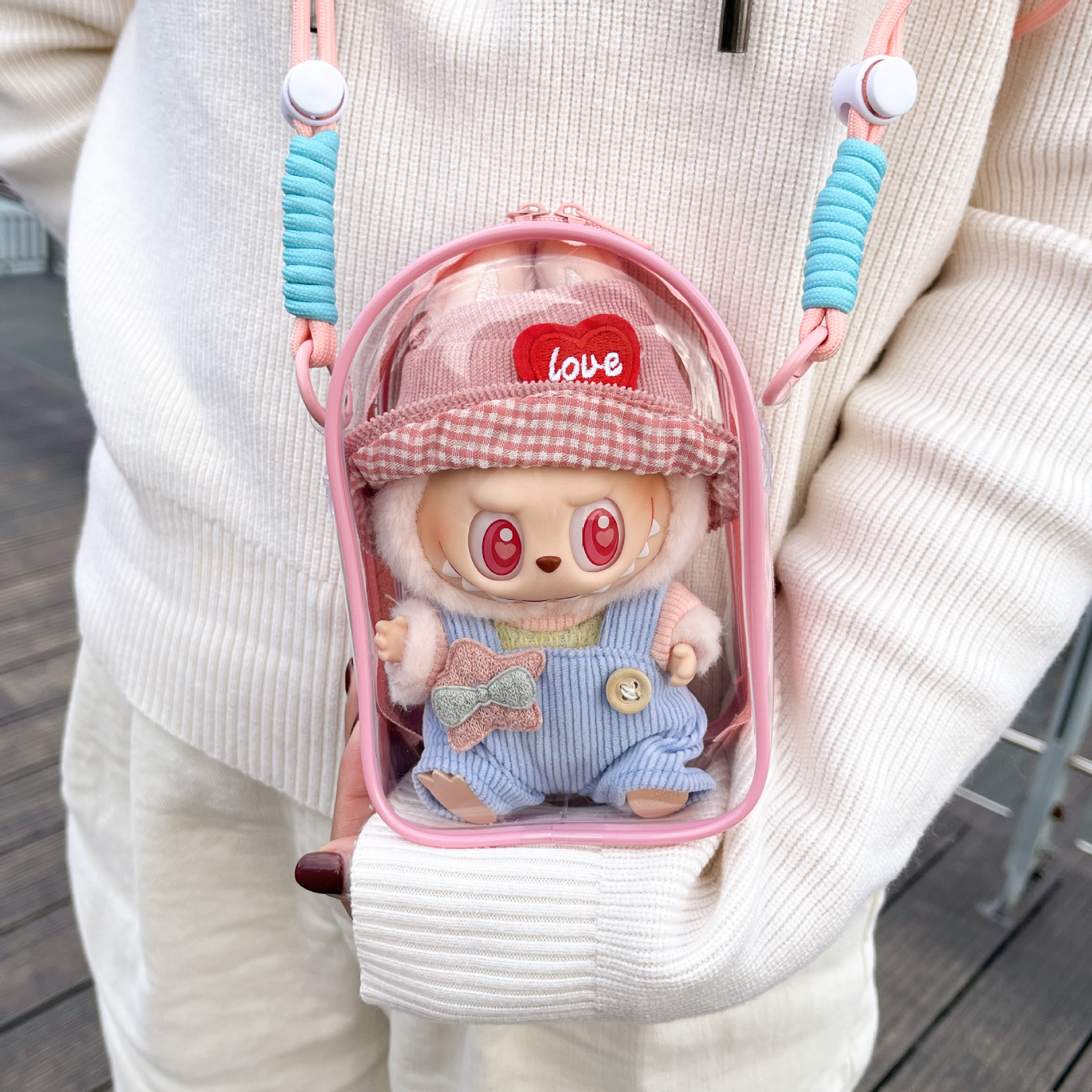 ぬい服 透明窓付きぬいぐるみ斜めがけぬいポーチ