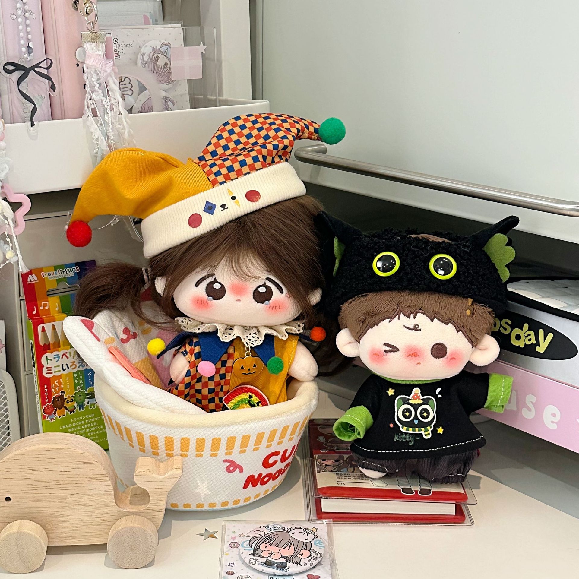 【10cm】ぬいぐるみ服　サーカス団衣装　ピエロ・黒猫