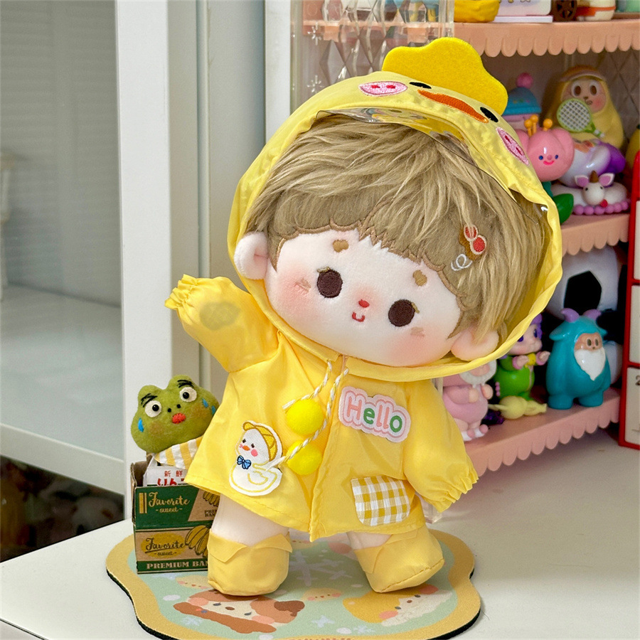 ぬい服 ひよこレインコート ポンポン付きフード帽子セット