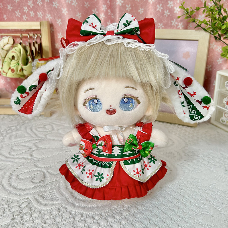 【20cm】ぬいぐるみ服 　クリスマスメイド風ワンピース