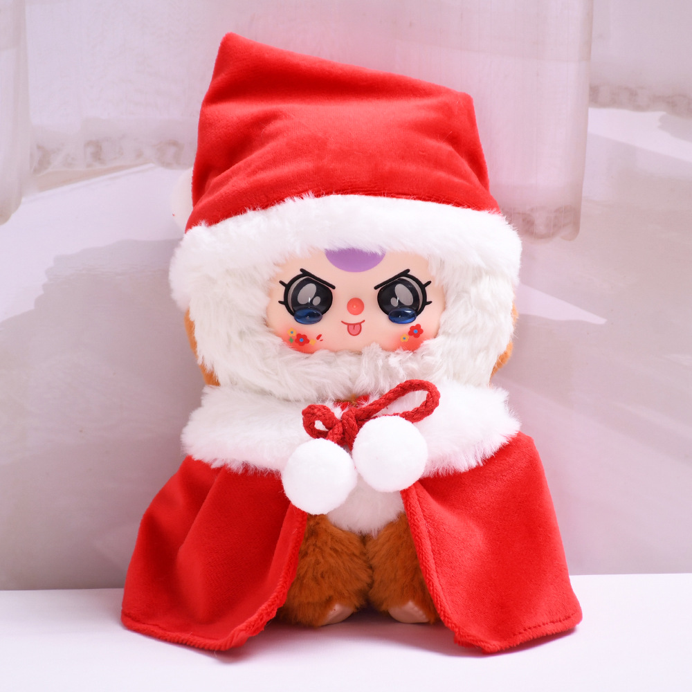 ぬいぐるみ服 ぬいぐるみ用クリスマス帽子付きマント服20cm