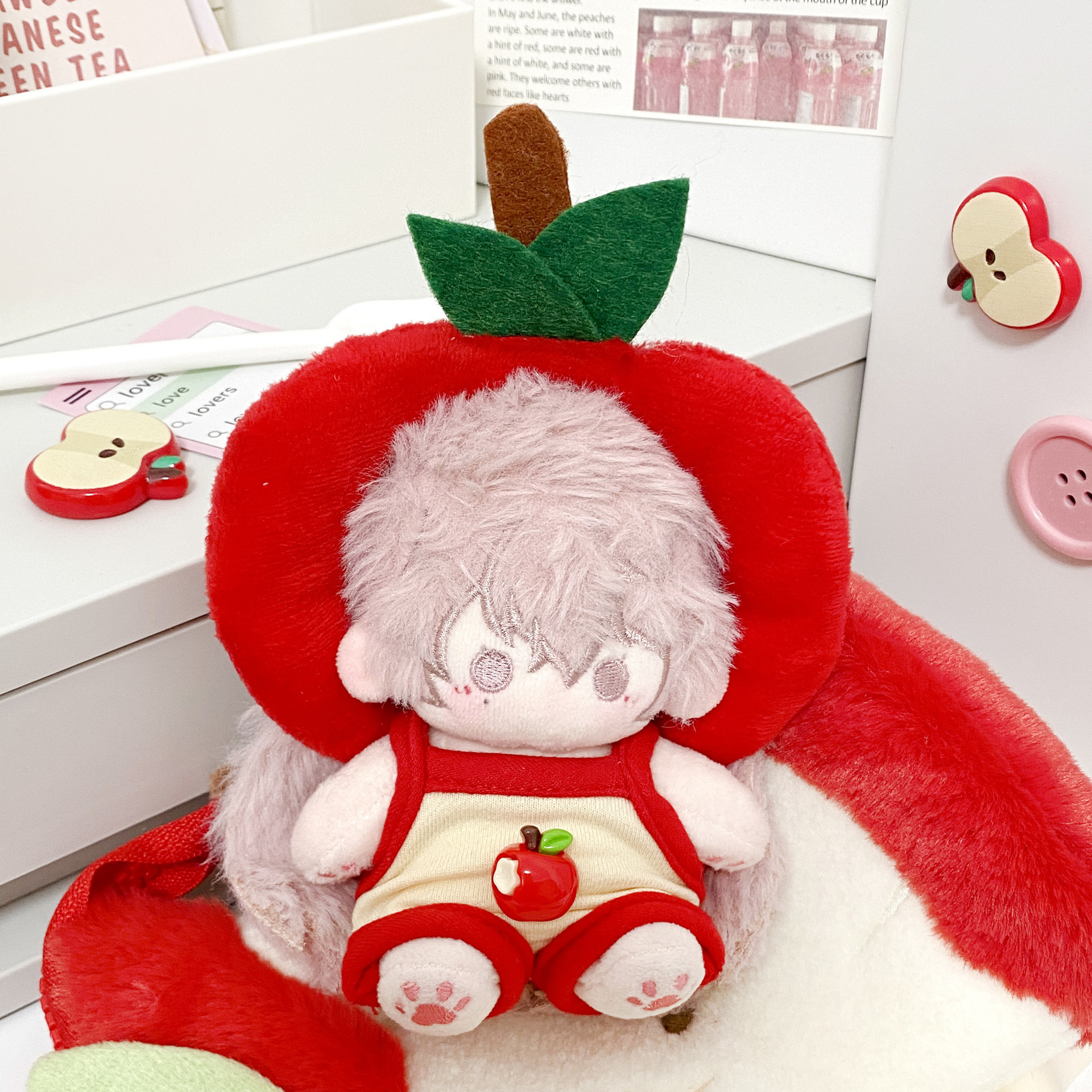 【10cm】ぬいぐるみ服 まるごとりんごにサロペット