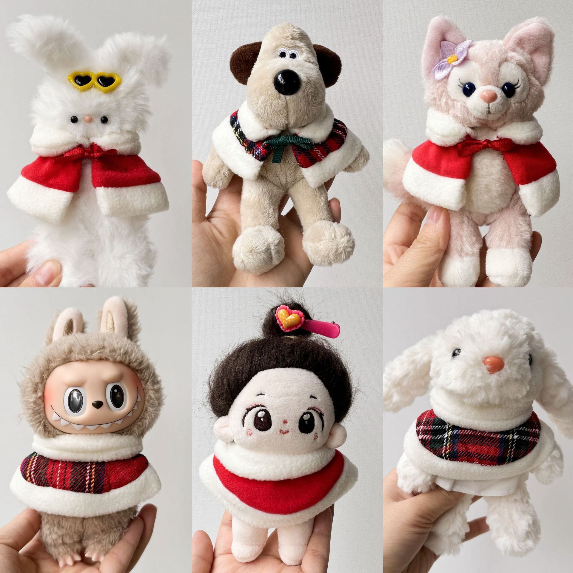 【10cm】ぬいぐるみ服 もこもこファー付き冬の赤色ケープ