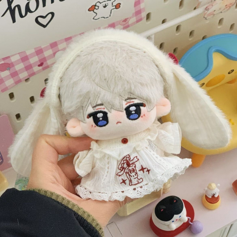 【10cm/20cm】ぬいぐるみ服 うさ耳リボンレースワンピース