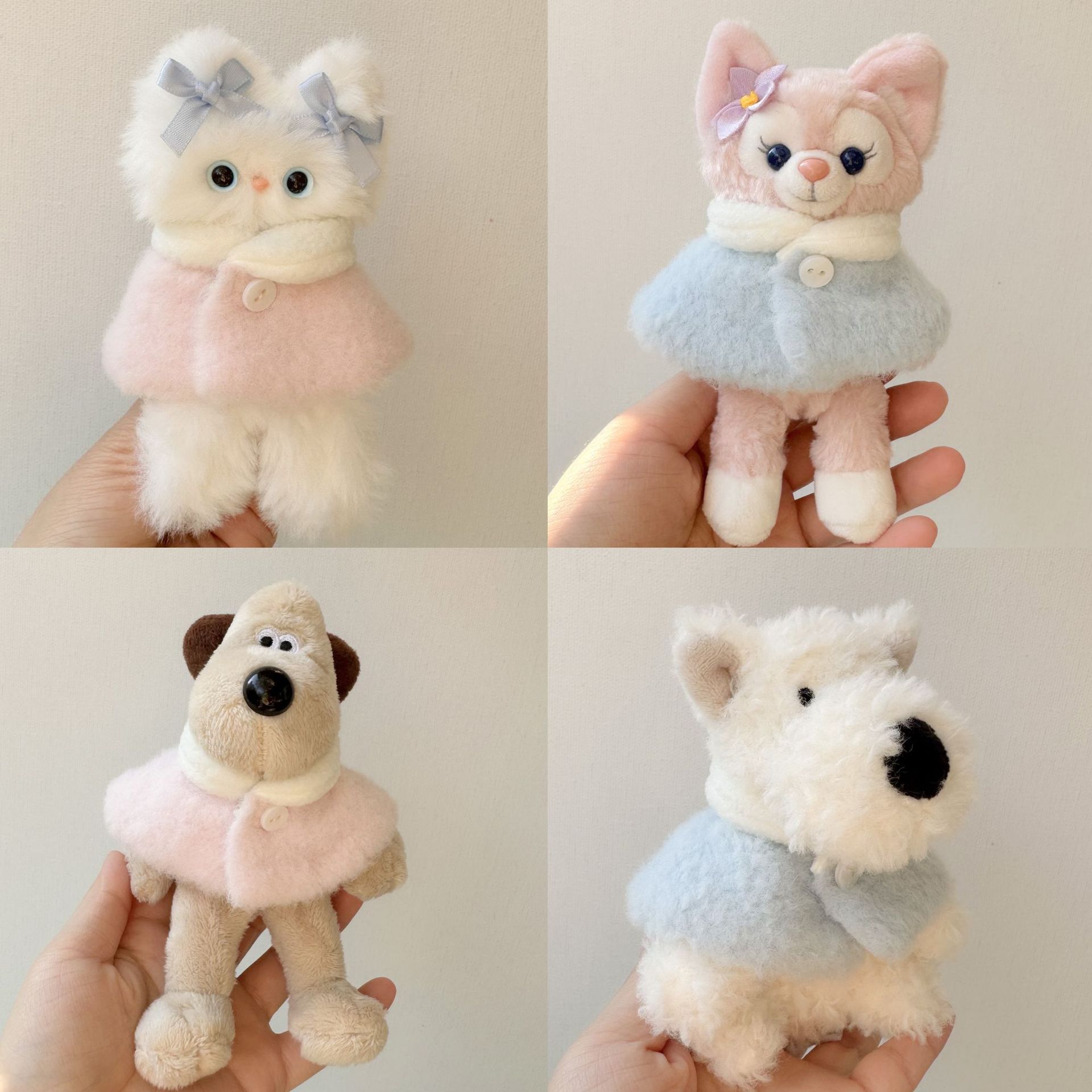 【10cm】ぬいぐるみ服 ふわもこ襟付きケープ　ピンク・ブルー