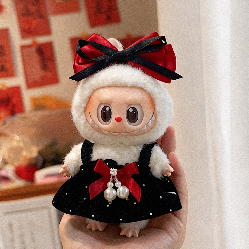 【15cm】ぬいぐるみ服 レッド水玉リボンワンピース　全4種