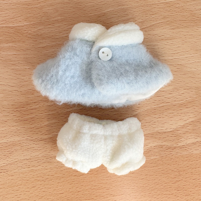 【10cm】ぬいぐるみ服 ふわもこ襟付きケープ　ピンク・ブルー