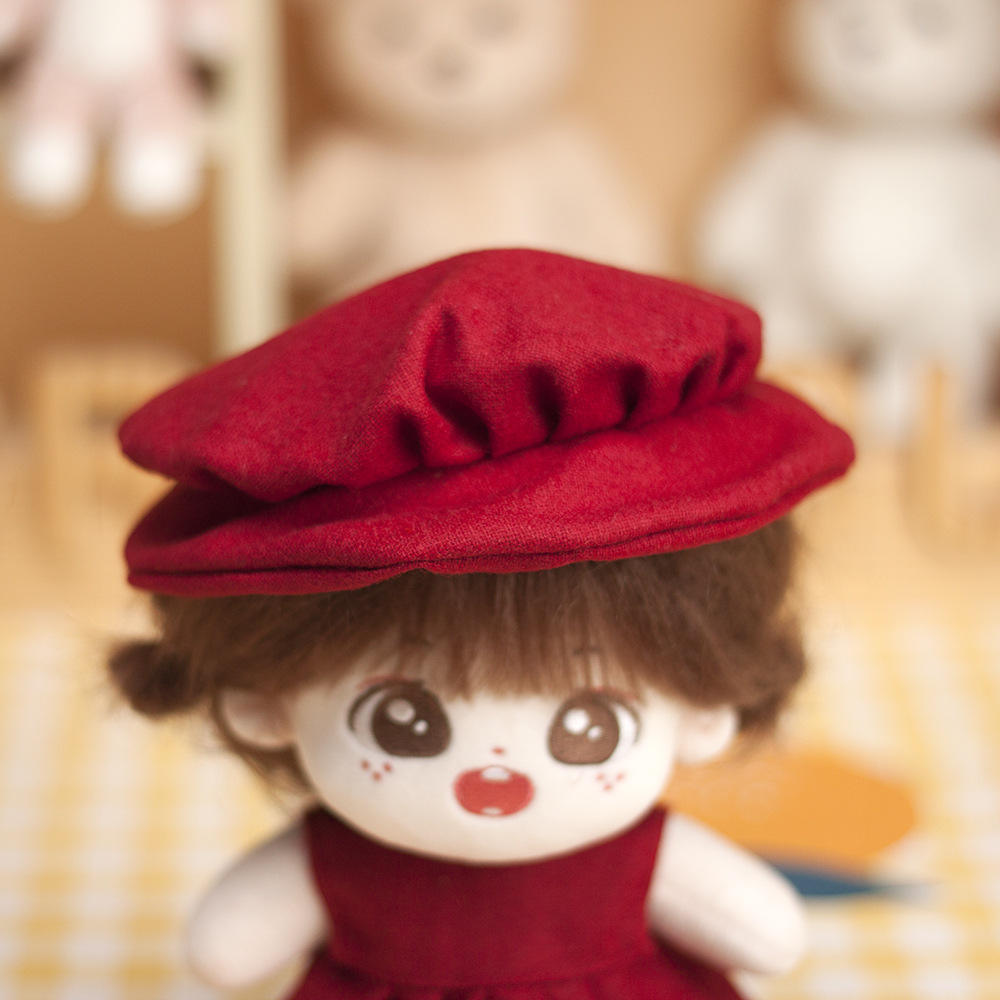 【20cm】ぬいぐるみ服 　冬のふんわりケープと赤色ワンピース