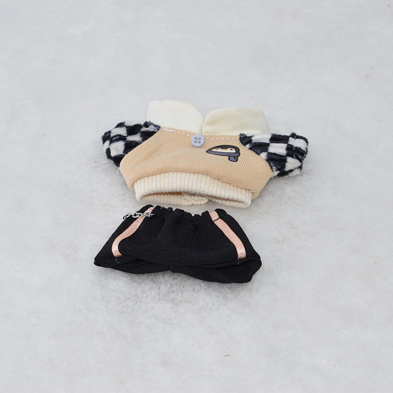 【10cm/20cm】ぬいぐるみ服 チェック袖スポーティー服