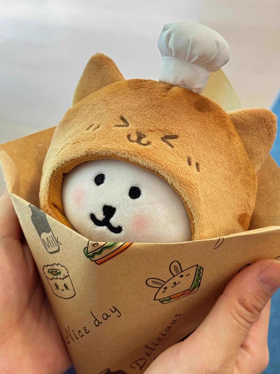 【10cm】ぬいぐるみ服 こんがりパン頭巾　うさぎ・ねこ・くま