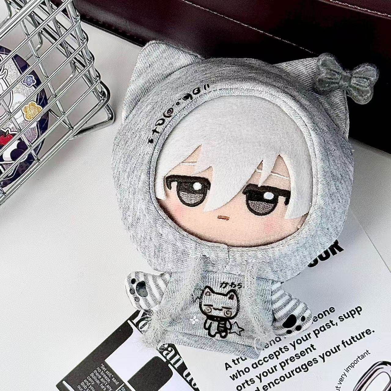 【10cm】ぬいぐるみ服 猫耳グレーパーカー