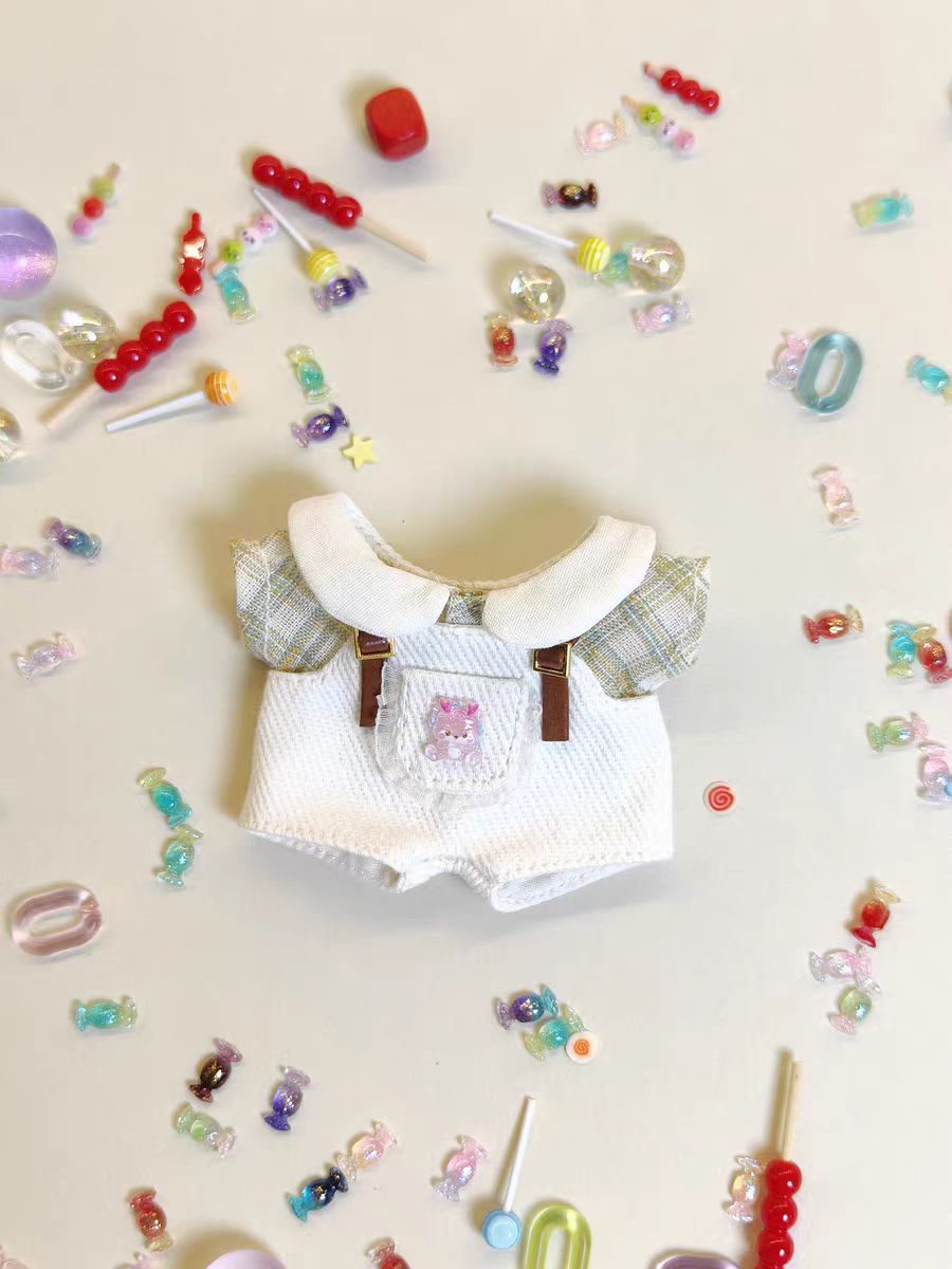 【10cm】ぬいぐるみ服 襟付きサスペンダーキャンディポケット