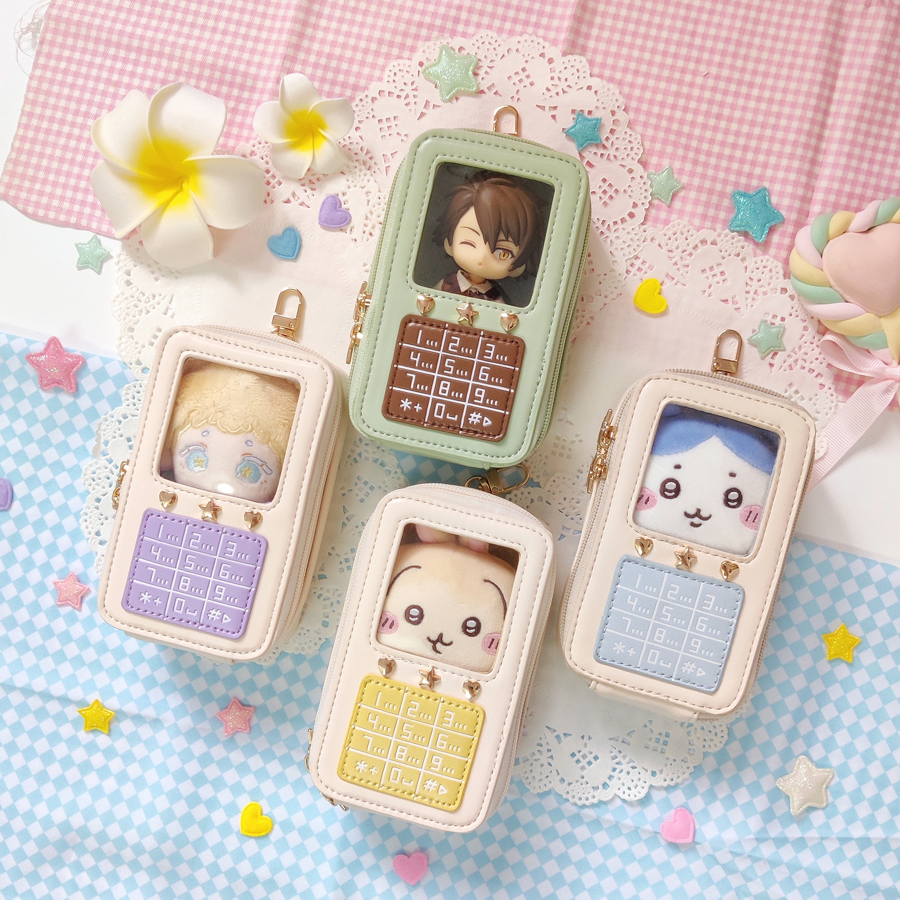 【10cm】ぬいぐるみ服 レトロ携帯電話ポーチ