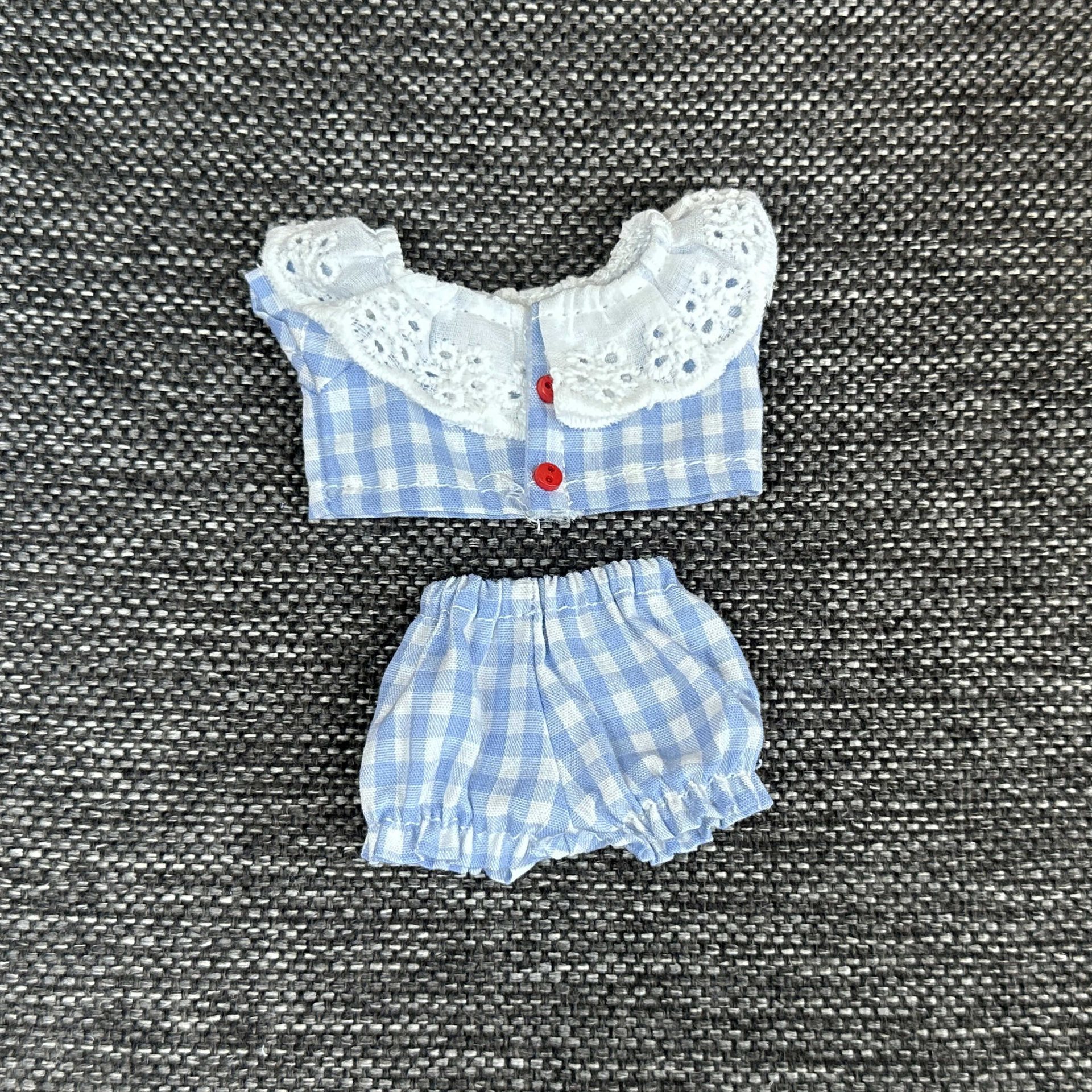 【10cm】ぬいぐるみ服 ほんわか丸襟パジャマ　ピンク・ブルー