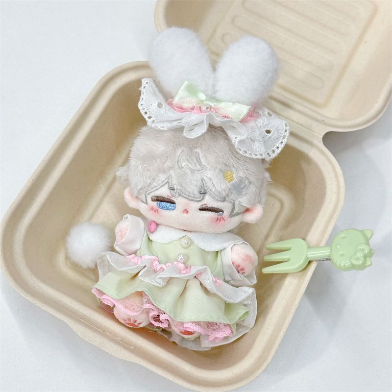 【10cm】ぬいぐるみ服 うさ耳レースワンピースセット