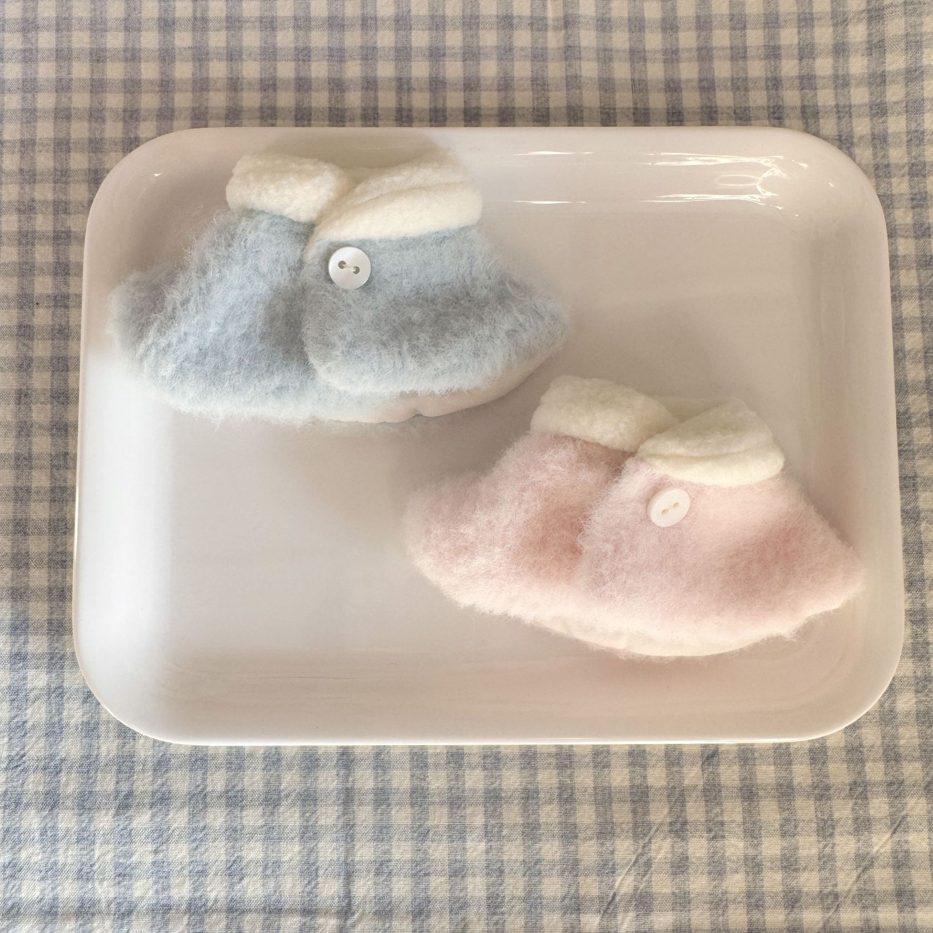 【10cm】ぬいぐるみ服 ふわもこ襟付きケープ　ピンク・ブルー