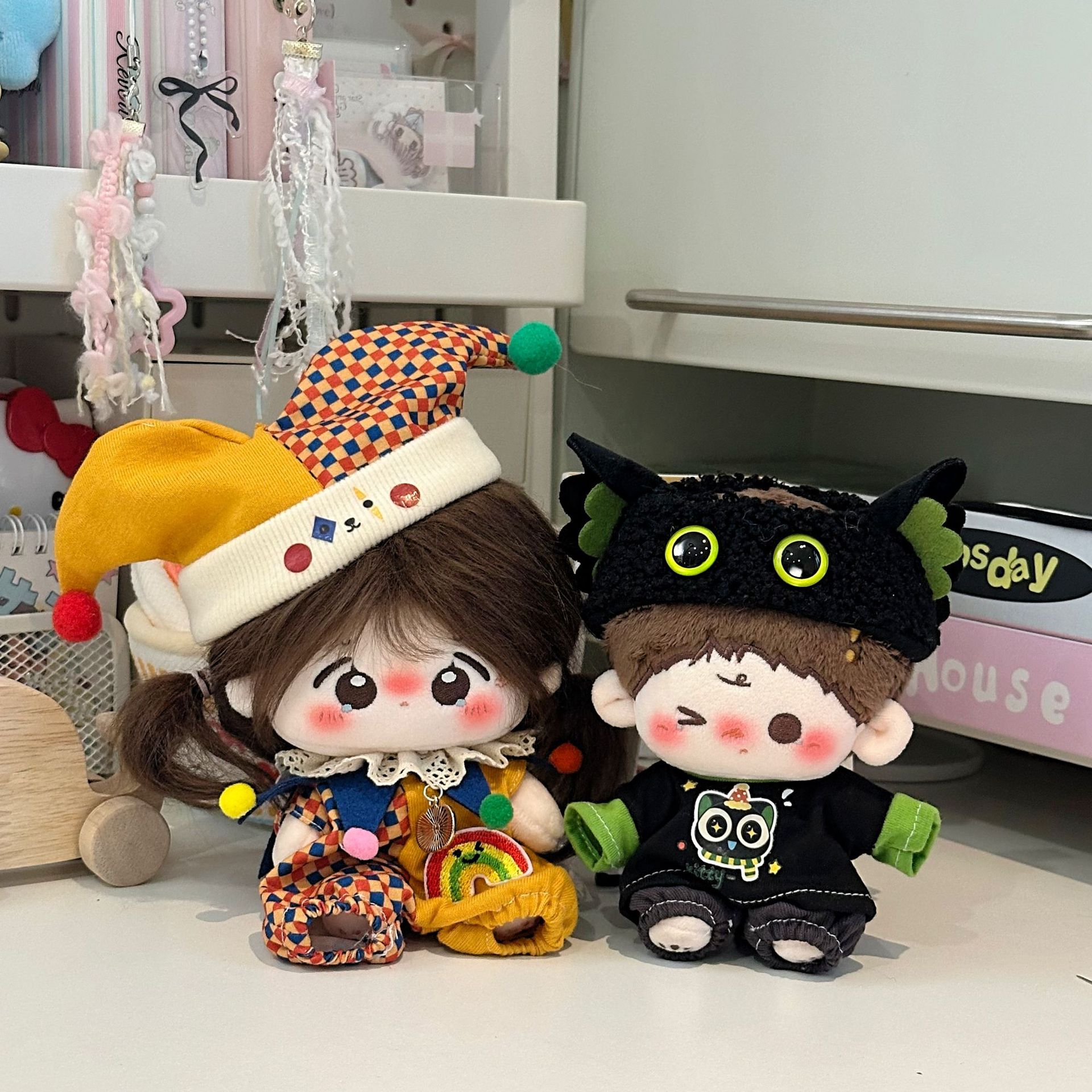 【10cm】ぬいぐるみ服　サーカス団衣装　ピエロ・黒猫