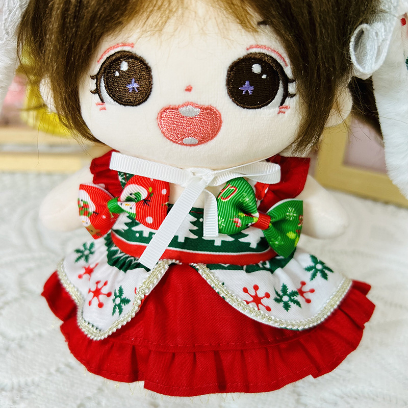 【20cm】ぬいぐるみ服 　クリスマスメイド風ワンピース