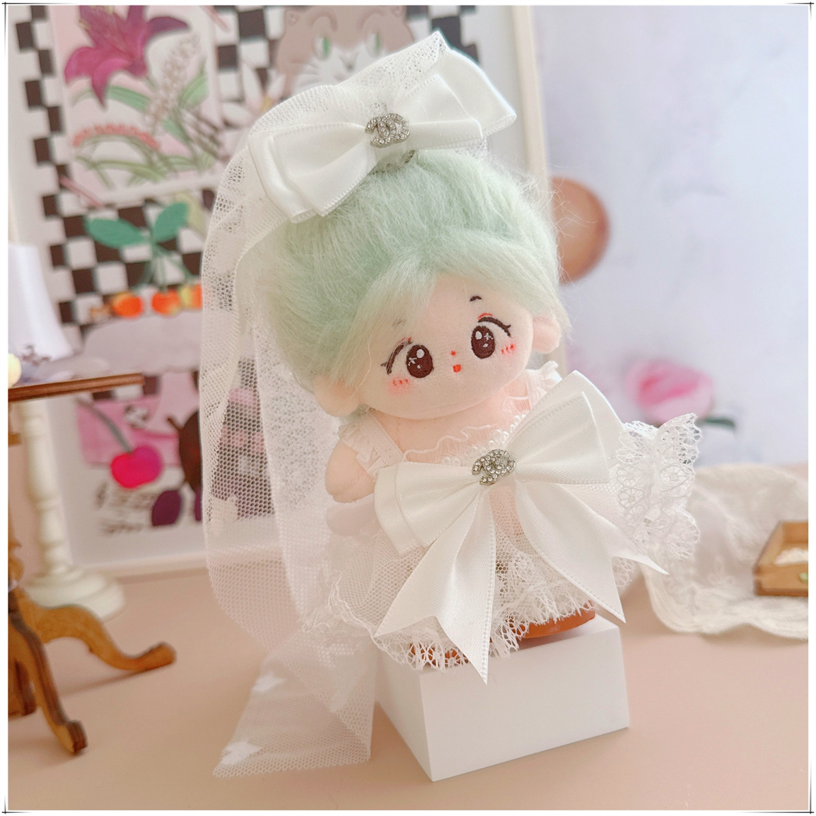 【10cm】ぬいぐるみ服 天使の羽根付き純白のウェディングドレス