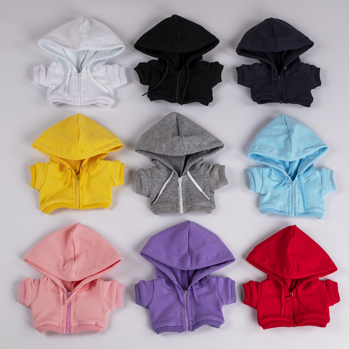 【10cm】ぬいぐるみ服 フード付きファスナーパーカー　全8色